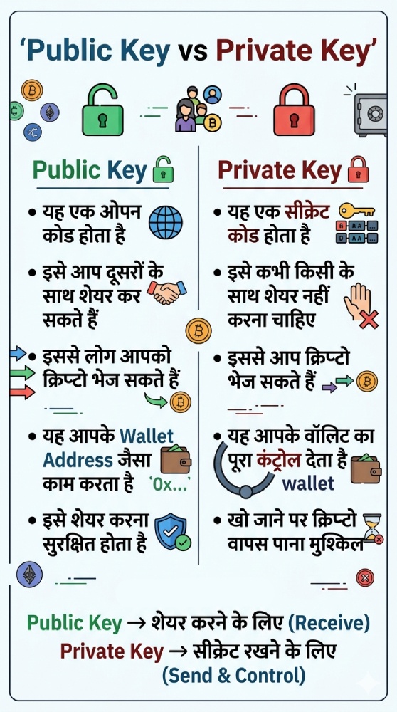 Public Key vs Private Key Hindi Infographic