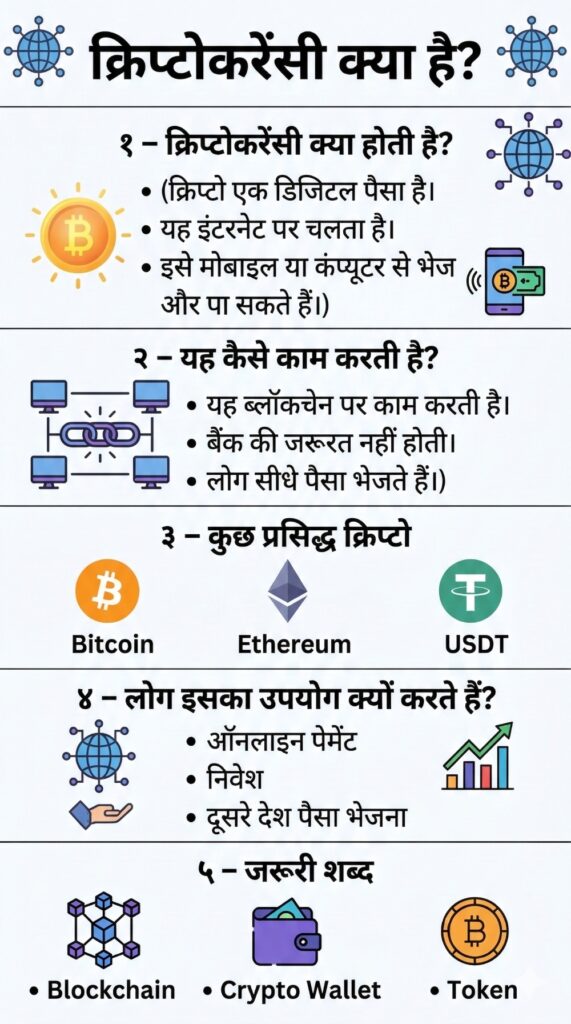 What is Cryptocurrency in Hindi Infographic
